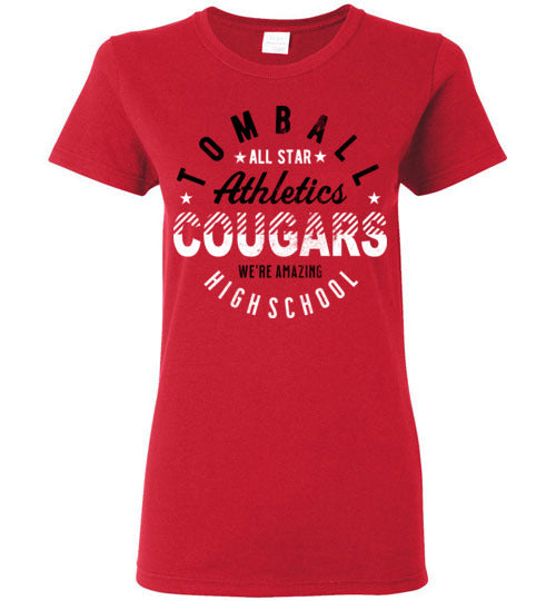 Tomball High School Cougars Women's Red T-shirt 18
