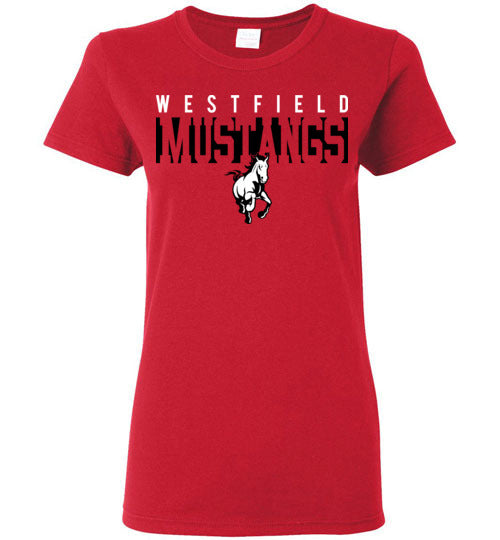 Westfield High School Mustangs Women's Red T-shirt 06