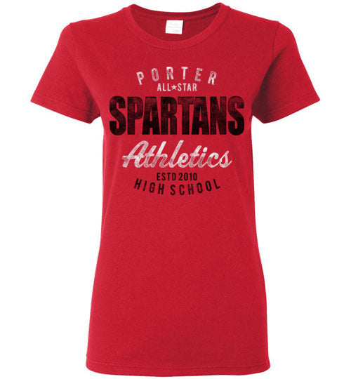 Porter High School Spartans Women's Red T-shirt 34