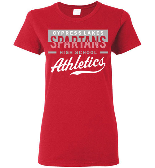 Cypress Lakes High School Spartans Women's Red T-shirt 48