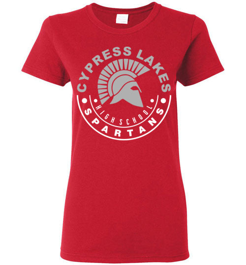 Cypress Lakes High School Spartans Women's  Red T-shirt 19