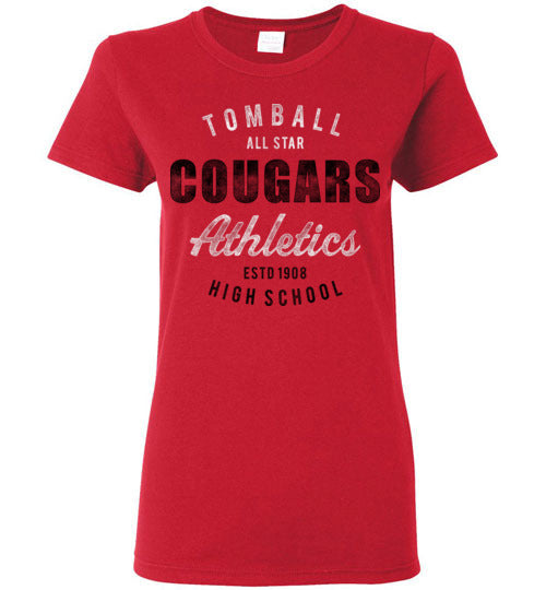 Tomball High School Cougars Women's Red T-shirt 34