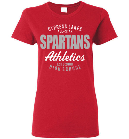 Cypress Lakes High School Spartans Women's Red T-shirt 34