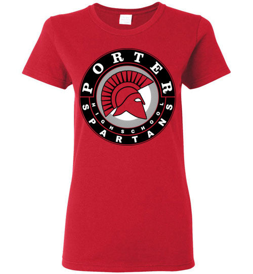 Porter High School Spartans Women's Red T-shirt 02