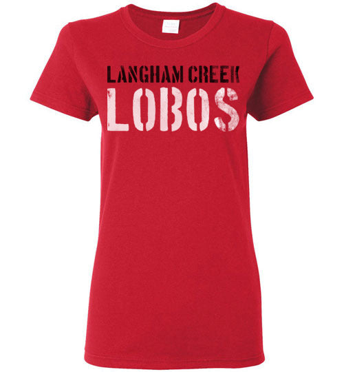 Langham Creek High School Lobos Women's Red T-shirt 17