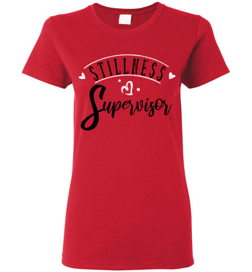 Red Ladies Teacher T-shirt - Design 36 - Stillness Supervisor