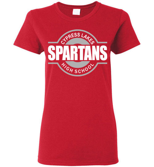 Cypress Lakes High School Spartans Women's  Red T-shirt 11