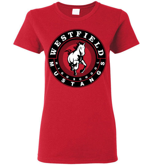 Westfield High School Mustangs Women's Red T-shirt 02