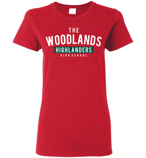 The Woodlands High School Highlanders Women's Red T-shirt 21