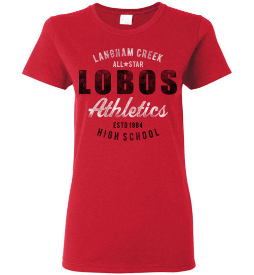 Langham Creek High School Lobos Women's Red T-shirt 34