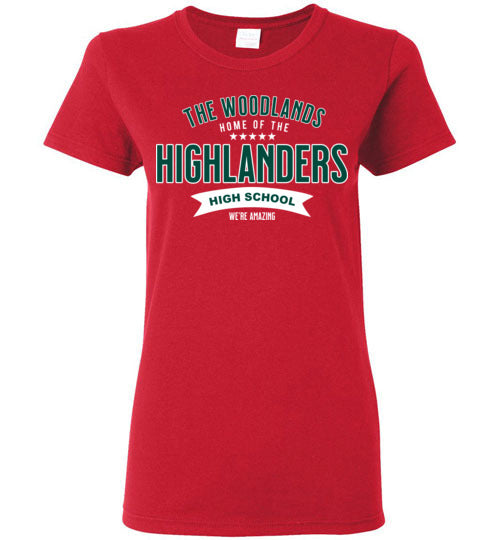 The Woodlands High School Highlanders Women's Red T-shirt 96