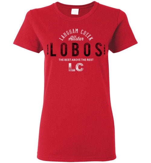 Langham Creek High School Lobos Women's Red T-shirt 40