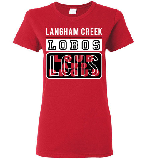 Langham Creek High School Lobos Women's Red T-shirt 86