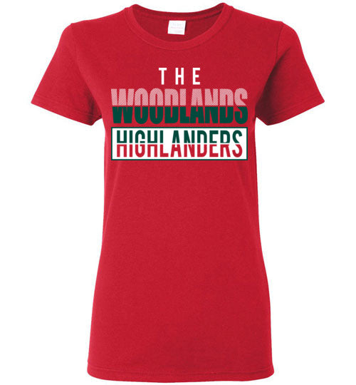 The Woodlands High School Highlanders Women's Red T-shirt 31