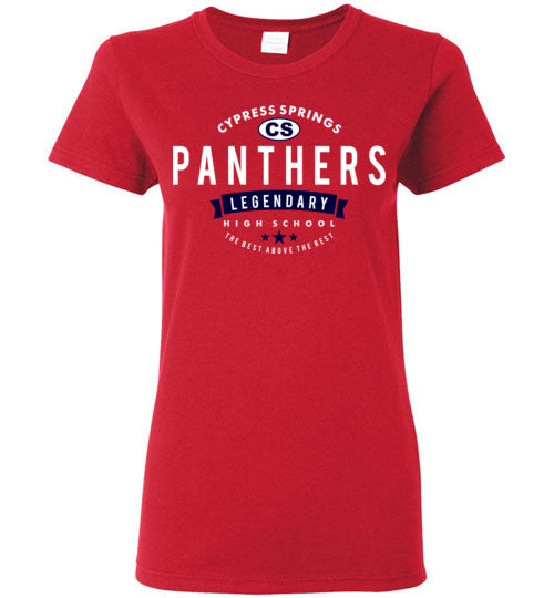 Cypress Springs High School Panthers Women's Red T-shirt 44