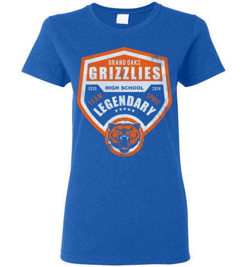 Grand Oaks High School Grizzlies Women's Royal Blue T-shirt 14