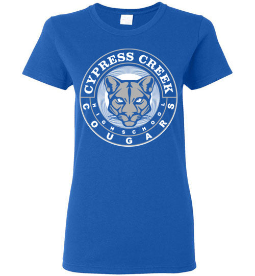Cypress Creek High School Cougars Women's Royal Blue T-shirt 02