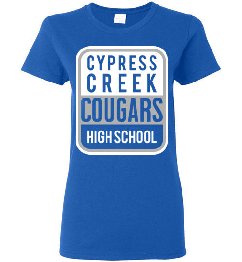 Cypress Creek High School Cougars Women's Royal Blue T-shirt 01