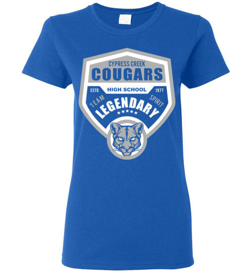 Cypress Creek High School Cougars Women's Royal Blue T-shirt 14
