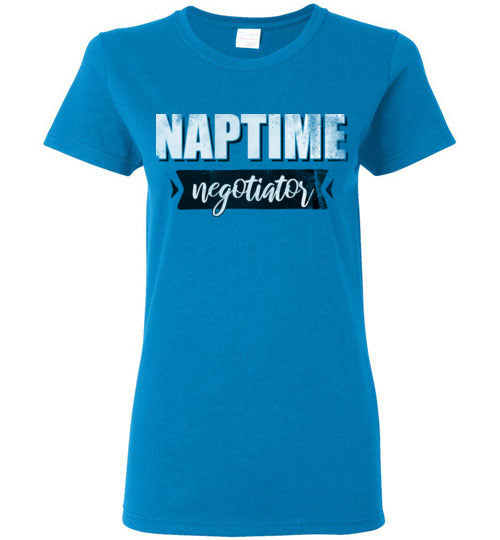Sapphire Ladies Teacher T-shirt - Design 43 - Naptime Negotiator
