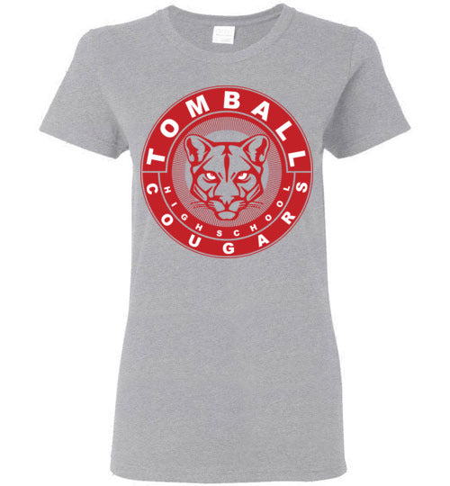 Tomball High School Cougars Women's Sports Grey T-shirt 02