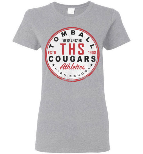 Tomball High School Cougars Women's Sports Grey T-shirt 28