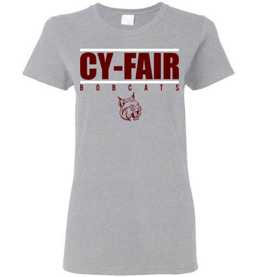 Cy-Fair High School Bobcats Women's Sports Grey T-shirt 07