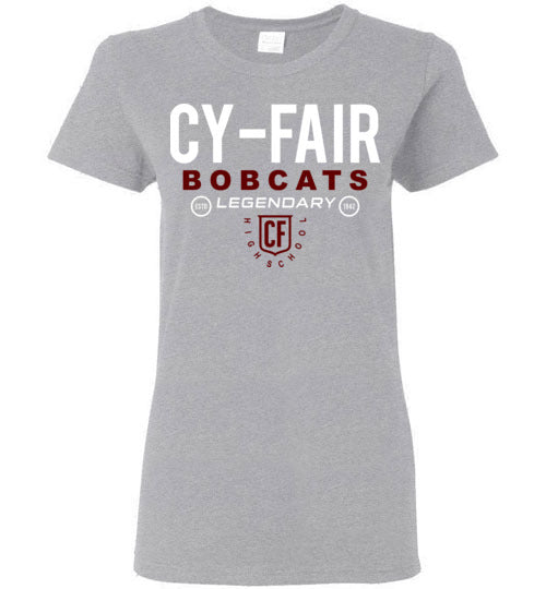 Cy-Fair High School Bobcats Women's Sports Grey T-shirt 03