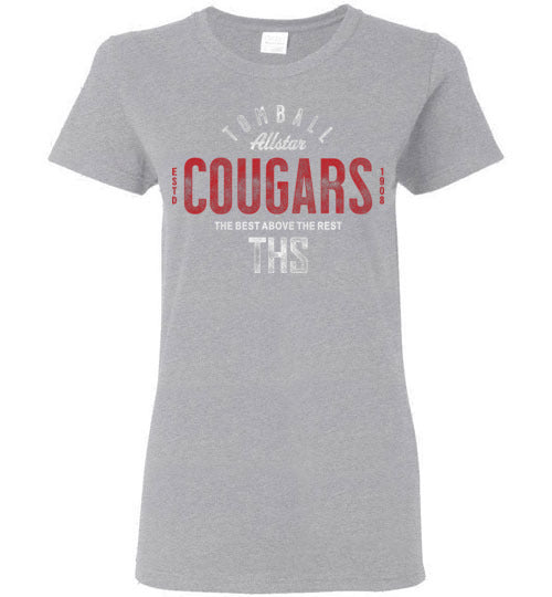 Tomball High School Cougars Women's Sports Grey T-shirt 38