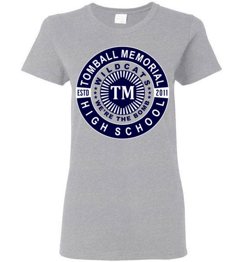Tomball Memorial High School Wildcats Women's Sports Grey T-shirt 30