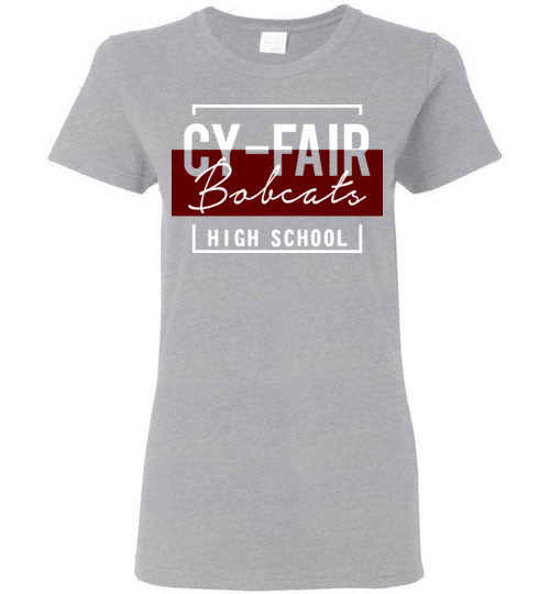 Cy-Fair High School Bobcats Women's Sports Grey T-shirt 05