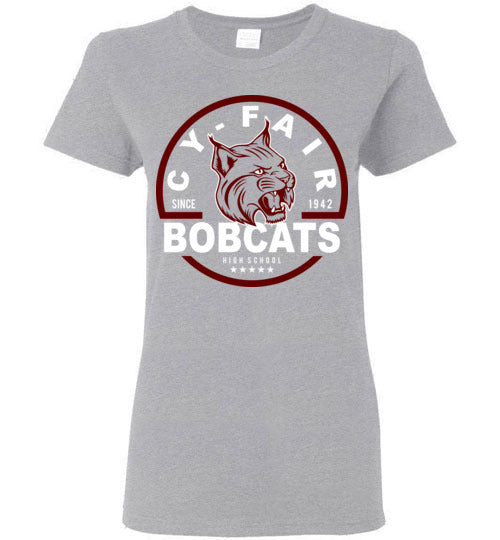 Cy-Fair High School Bobcats Women's Sports Grey T-shirt 04