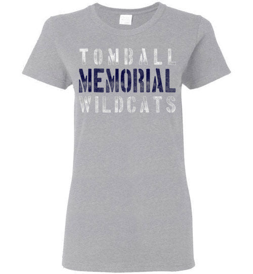 Tomball Memorial High School Wildcats Women's Sports Grey T-shirt 17