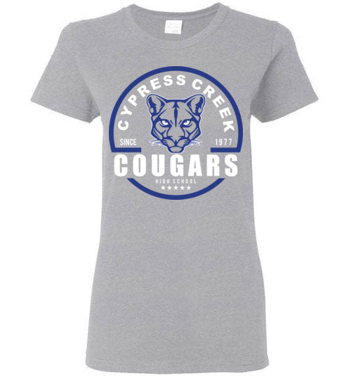 Cypress Creek High School Cougars Women's Sports Grey T-shirt 04