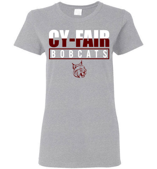Cy-Fair High School Bobcats Women's Sports Grey T-shirt 29