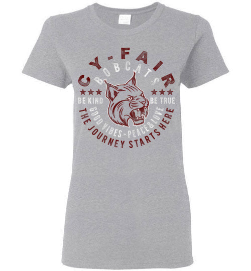 Cy-Fair High School Bobcats Women's Sports Grey T-shirt 16