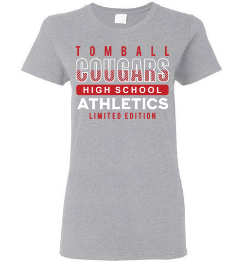 Tomball High School Cougars Women's Sports Grey T-shirt 90