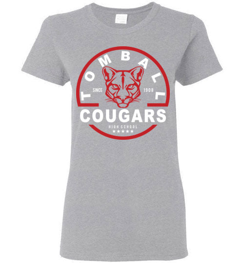 Tomball High School Cougars Women's Sports Grey T-shirt 04