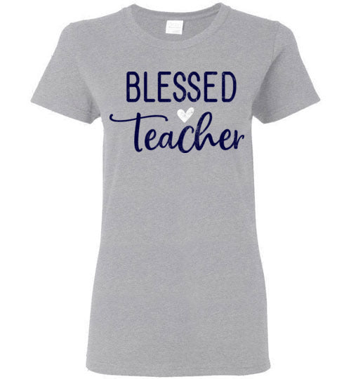 Sports Grey Ladies Teacher T-shirt - Design 09 - Blessed Teacher