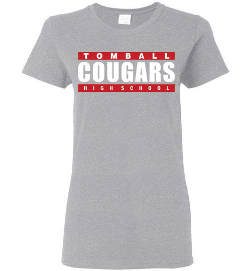 Tomball High School Cougars Women's Sports Grey T-shirt 98