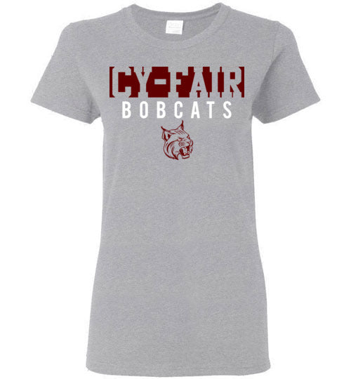 Cy-Fair High School Bobcats Women's Sports Grey T-shirt 06