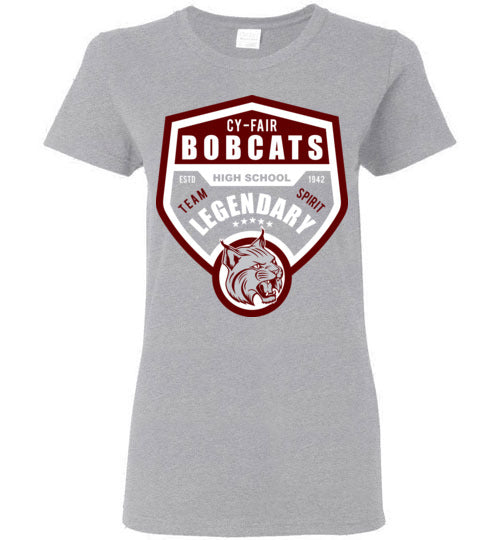 Cy-Fair High School Bobcats Women's Sports Grey T-shirt 14