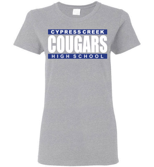 Cypress Creek High School Cougars Women's Sports Grey T-shirt 98