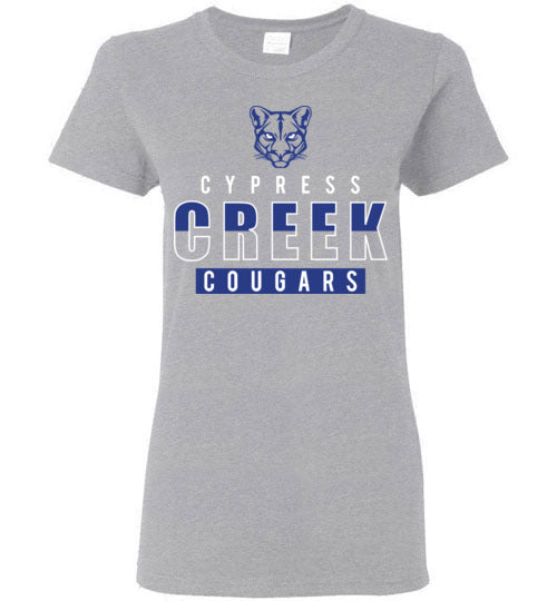 Cypress Creek High School Cougars Women's Sports Grey T-shirt 21