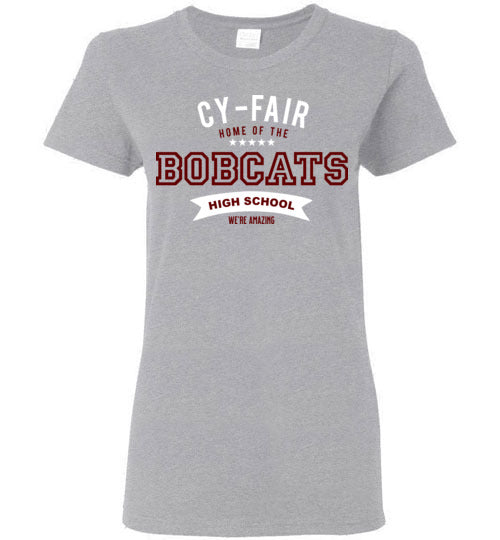 Cy-Fair High School Bobcats Women's Sports Grey T-shirt 96