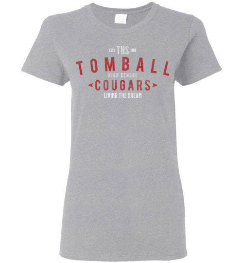 Tomball High School Cougars Women's Sports Grey T-shirt 42