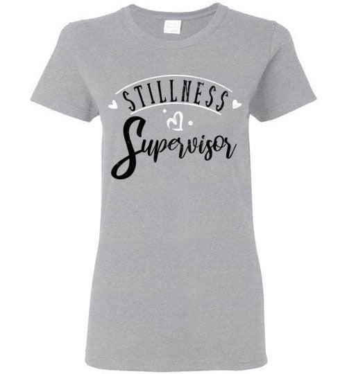 Sports Grey Ladies Teacher T-shirt - Design 36 - Stillness Supervisor