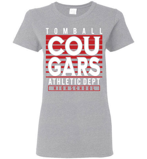 Tomball High School Cougars Women's Sports Grey T-shirt 00
