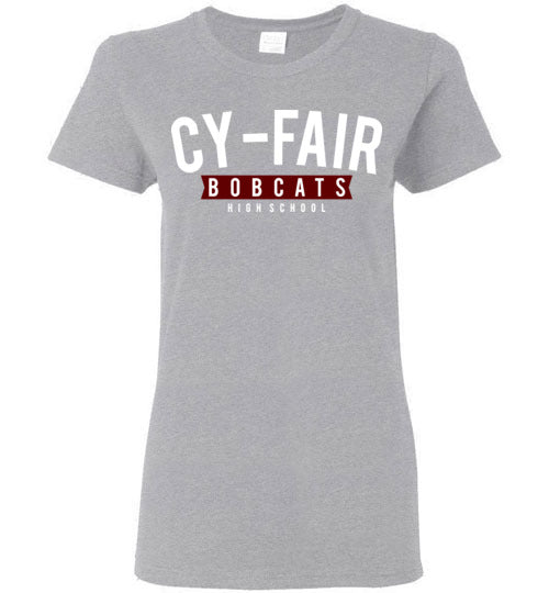 Cy-Fair High School Bobcats Women's Sports Grey T-shirt 21