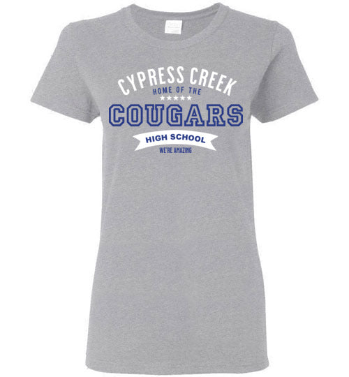 Cypress Creek High School Cougars Women's Sports Grey T-shirt 96